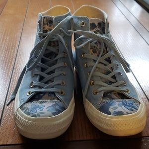 Blue Floral High Top Converse